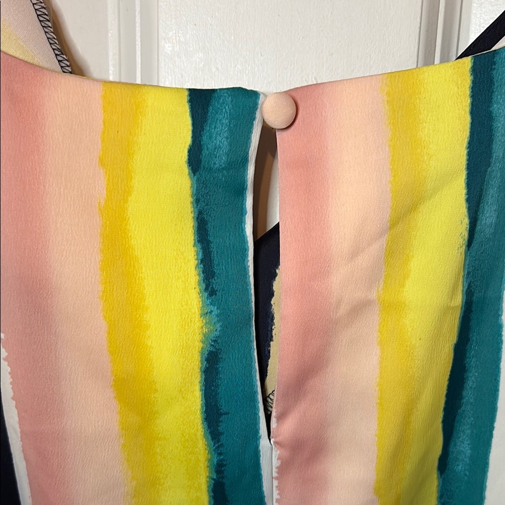 Lane Bryant Blue Yellow Boxy 3/4 Sleeve Blouse - Picture 8 of 9